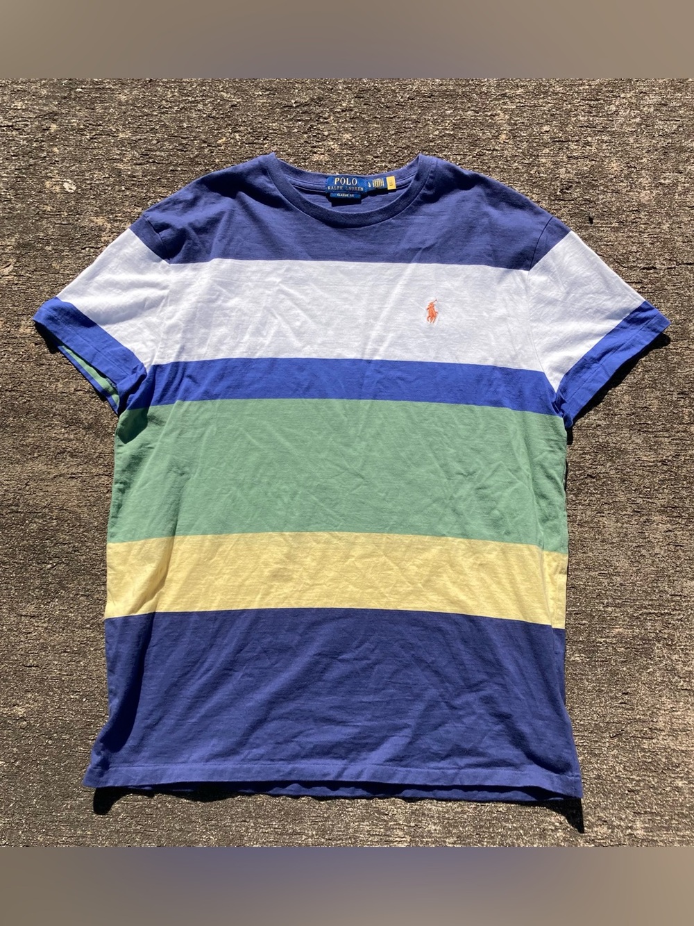 Polo Ralph Lauren Jersey Shirt Mens Large Classic Fit ColorBlock Preppy Multi